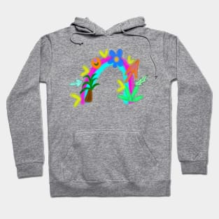 Blue pink watercolor rainbow art Hoodie